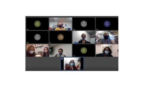 Zoom screen of Patchogue-Medford's sustainability team